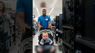 Baby in a Stroller Runs Inside Best Buy Needs a Gaming PC for Fortnite!#FunnyShorts#viral #lol
