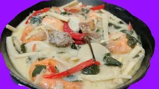 Ulam Guinataan Labong sa hipon / Bamboo shoot in coconut milk with shrimp / jazzcookinghour 