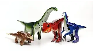 3D paper puzzle dinosaur models with moving part (Quick demo)