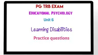 PG TRB Educational Psychology # Unit 6 # Learning Disabilities #pg TRB exam 2025