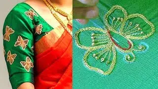 aari work for beginners | aari work blouse designs | aari motif butterfly designs | #196