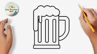 Drawing beer mug tutorial | How to draw a beer mug | Easy Drawings BRO