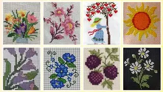 Floral cross stitch Hand embroidery  thick cotton / Beautifull Hand cross stitch