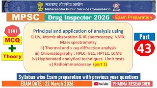 UV Atomic absorption NMR Mass spectroscopy MCQs II MPSC DI 2025 Exam Preparation