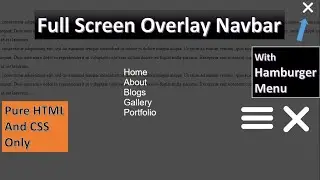 Responsive Full Screen Overlay Menu With Hamburger Navbar Menu | Pure HTML and CSS FullScreen Menu.