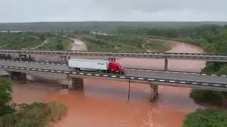 Drone video shows flooding at Canadian River