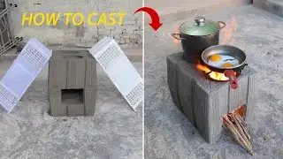 How to cast wood stove from plastic baskets old - cement \ Idea recycle used items