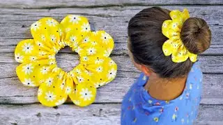 DIY Flower Scrunchie with 8 Petals // Flower Scrunchie Sewing Pattern // DIY hair accessories