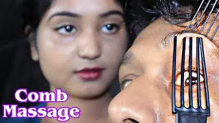 ASMR Comb Massage and Ear Cleaning From Indian Women | Oil Head Massage With Loud Neck Cracks