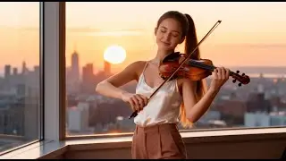 🎻🎹 Violin & Piano in City Skyline Room Sunset – Deep Romantic Music for Relaxation & Sleep