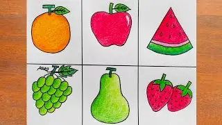 6 Different Types of Fruits Drawing Easy Steps / How to Draw Fruits Easy step by step/ Fruit Drawing
