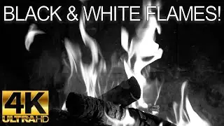 Black & White Fireplace Flames (4K UHD) 10 Hours Crackling Logs - Hypnotic, Relaxing, Fall Asleep...