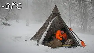 2 Days Surviving in the Deep Forest After a -31&deg;C Snowstorm | Winter Camping