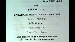 Database Management System BCA 3rd Semester Previous year question paper | DBMS question paper ||
