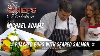 Poached Eggs with Seared Salmon, Arugula & Saffron Aioli | Chef Michael Adams