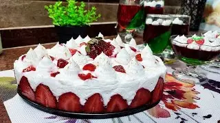 سر تورتة الفراولة الناجحة 🍓🎂 طعم محلات وسهلة في البيت تنفع لكل المناسبات