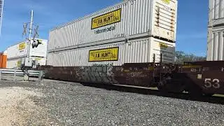 CP Intermodal/Auto Rack Hughes Springs, TX March 25, 2025 10:50AM. LONG HOOD FORWARD AND HORN SHOW!!