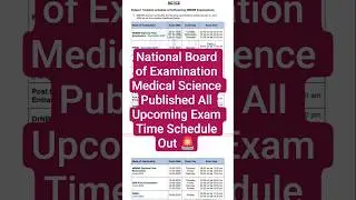 National Board of Examination Medical Science Published All Upcoming Exam Time Schedule Out #nbems