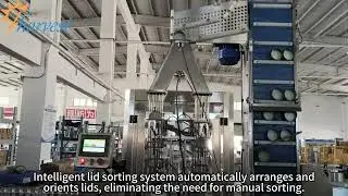 Fully automatic linear double-head capping machine for glass bottles containing coffee bean