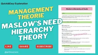 MASLOW&rsquo;S NEED HIERARCHY THEORY|ORGANISATION BEHAVIOUR THEORY| #ugcnet #economics #organisation