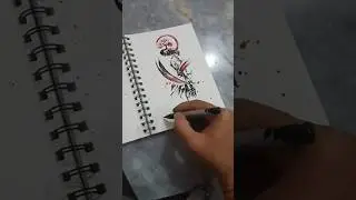 Japanese Samurai art using brush pen #shorts #samurai #japaneseart #artshorts day68/100