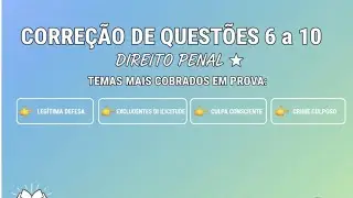 Corre&ccedil;&atilde;o de Quest&otilde;es de direito penal.Tema: Leg&iacute;tima defesa, excludente de ilicitude, crime culposo