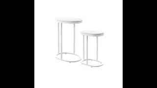 Southern Enterprises Vicanno White Terrazzo Outdoor 2pc Nesting Table Set - The Classy Home