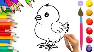 How To Draw cute Baby Chicken Drawing, Painting & Coloring For Kids and Toddlers_🌈🎨