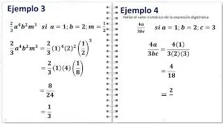 valor numerico de expresiones algebraicas