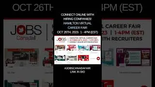 #JobsCanadaFair ONLINE on October 26th!MEET ONLINE WITH HAMILTON'S HIRING COMPANIES.