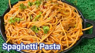 Cafe style Classic Tomato Spaghetti | Spaghetti Pasta In Tomato Sauce | Easy Pasta Recipe