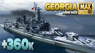 Battleship Georgia: +360k on map Islands of Ice - World of Warships
