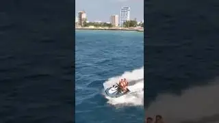 Riding a jet ski at Maafushi island🏝️.