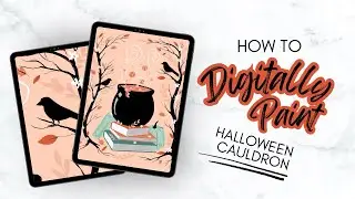 Procreate Magical Cauldron on a Book Stack | Digital Painting Tutorial