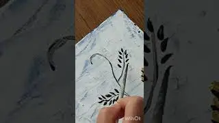 Painting easily step by step floral ornament leaves with acrylic paint #shorts
