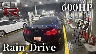 【GTR】Driving Heavy Rain Downtown Streets for Relaxing Sleep with Rain Thunder Car Sounds White Noise