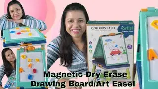 Art Easel for Kids/Double Sided Whiteboard & Chalkboard Tabletop Magnetic Easel /Qdh/Amazon/Portable