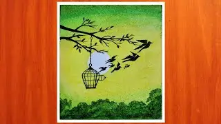 Birds freedom drawing - step by step || Oil pastel Drawing for beginners || Art & Draw with SS ||