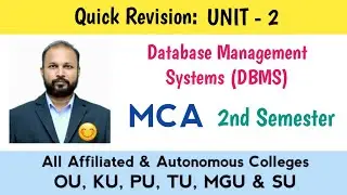 DBMS Unit 2 Quick Revision MCA 2nd Semester II Sem Database Management Systems OU KU TU PU MGU SU