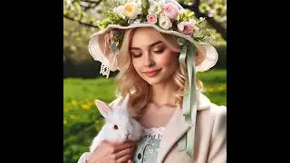 A girl, a bunny, and a bonnet hat #motionvideo #gen2 #easter #bunny #youngwoman #dalle3