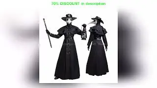 A must-have product! Halloween Medieval Hooded Robe Plague Doctor Costume Mask Hat for Men Monk Co