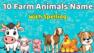 10 Farm Animals Name with Pictures | Kids Learning Video 🐄🐑