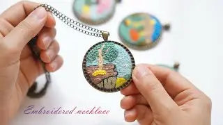 Embroidered necklace-Green rock/PDF pattern