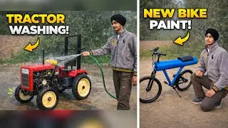 Repaint electric bike and washing mini tractor 🚜 #viralvideos #automobile #electricbike #minitractor