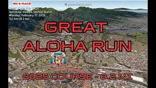 Great Aloha Run 2025: fly over the 13.113 km course! Video of the race path.