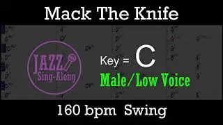 Mack The Knife - Backing Track with Intro + Lyrics in C (Male) - Jazz Sing-Along