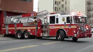 FDNY Engine 45, *NEW* Tower Ladder 58, & Battalion 18 (Trial Vehicle) Responding