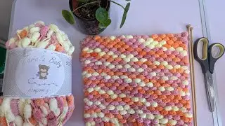 How to knit a baby blanket with Zarela baby Pompom yarn in a honeycomb style 💖