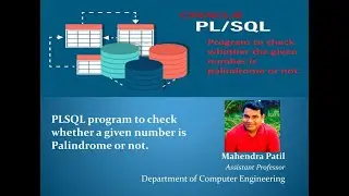 #PLSQL PLSQL program to check the given number is Palindrome or not