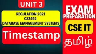 Timestamp Protocol in DBMS | Unit 3 CS3492 Database Management Systems Anna University R2021